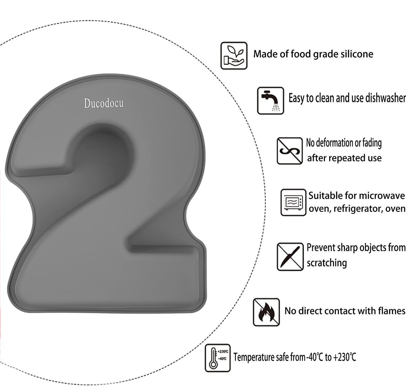 Ducodocu Silicone Cake Pans 3D Large Number Cake Mould Novelty Cake Tins DIY Baking Mold for Birthday Wedding Anniversary 10 inch Number of 2