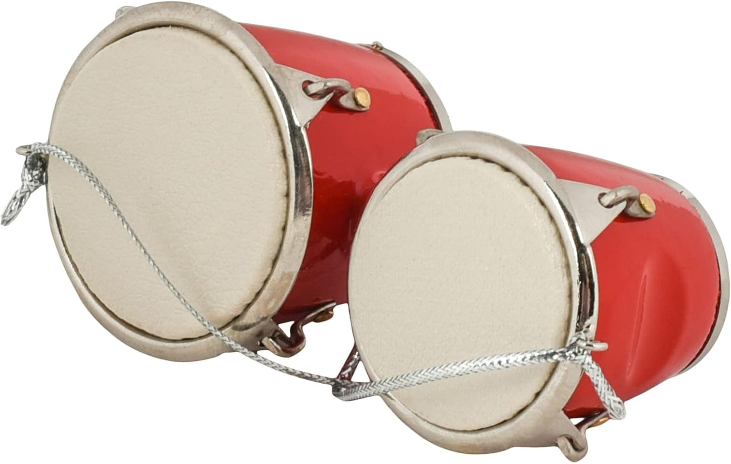 Red Wood & Brass Bongo Drum Ornament - 1.4" Decorative Gift for Music Lovers