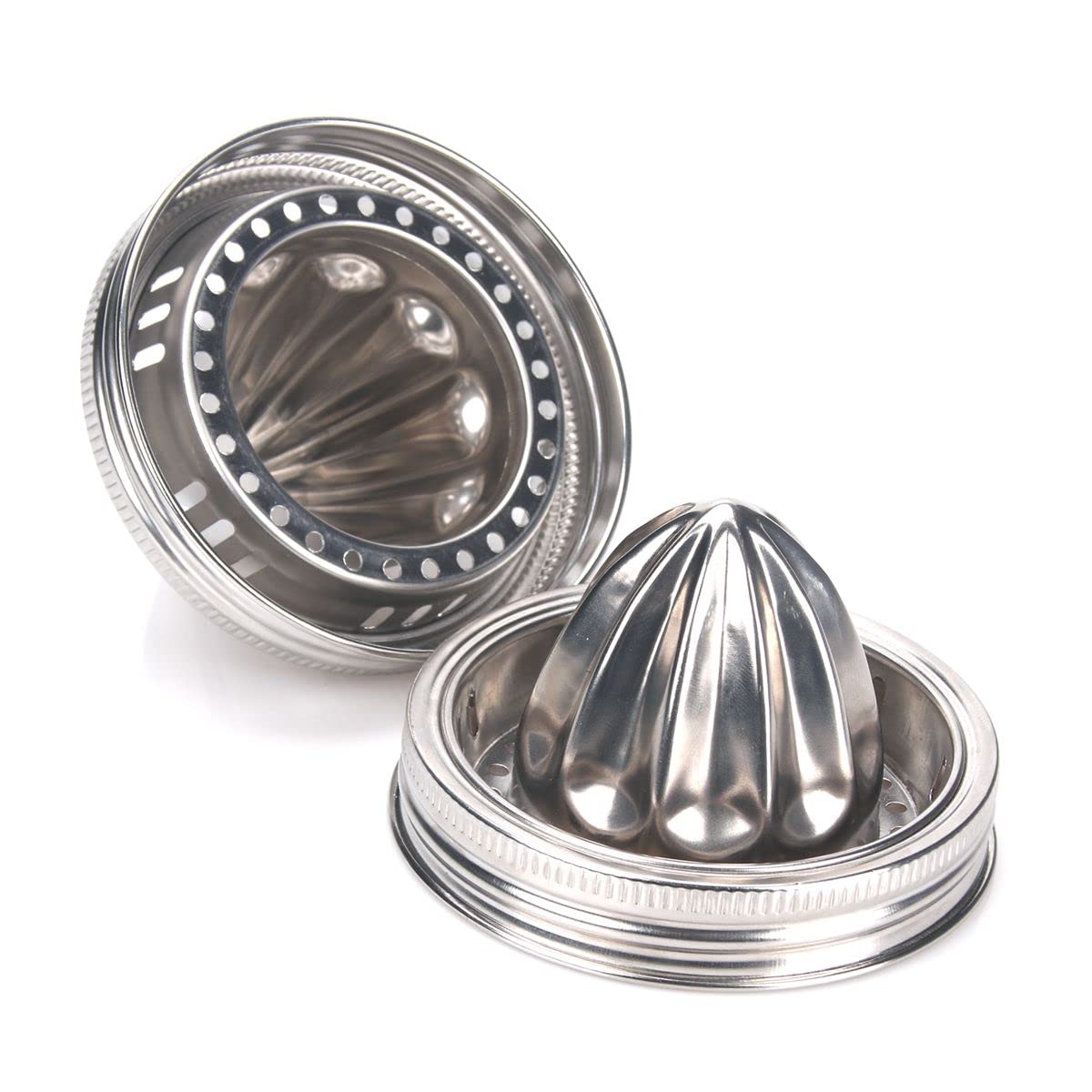 Mason Jar Stainless Steel Juicer Lid (2 Pieces), Citrus Reamer for Wide Mouth Mason Jar Lemon Juicer Manual Citrus Juicer.