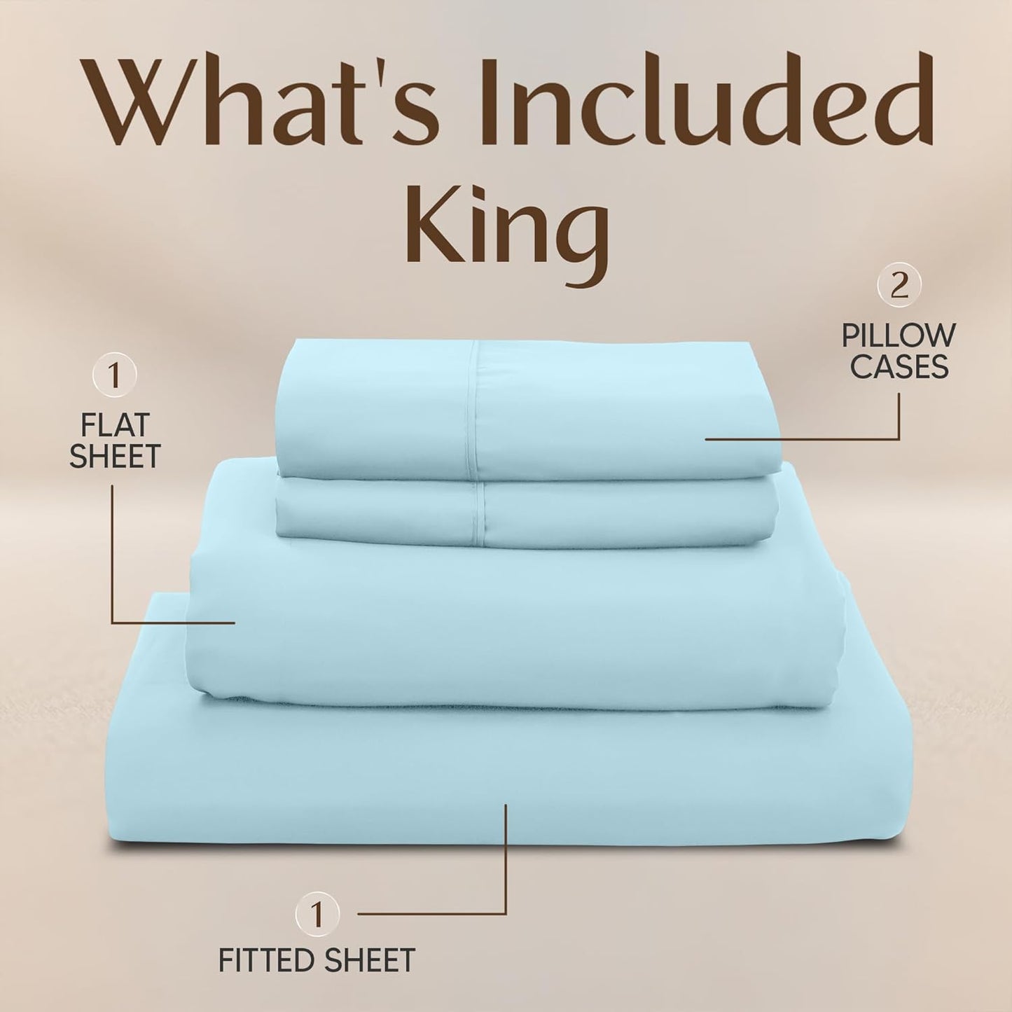 Utopia Bedding King Size Sheet Set - Soft, Breathable Microfiber | 4-Piece in Ice Blue