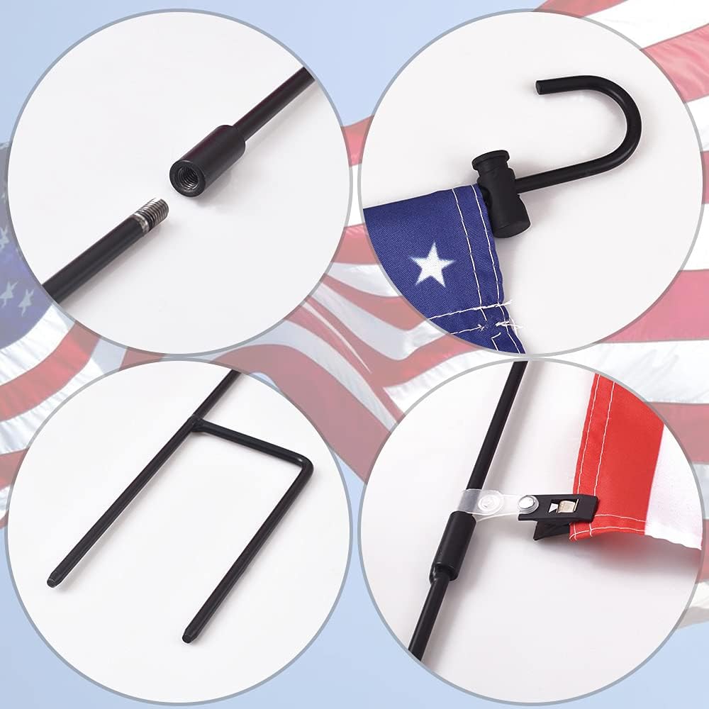 Newk Garden Flag Holder Stand - Durable Black Aluminum Alloy | Holds Flags Up to 13" Wide for Outdoor Use