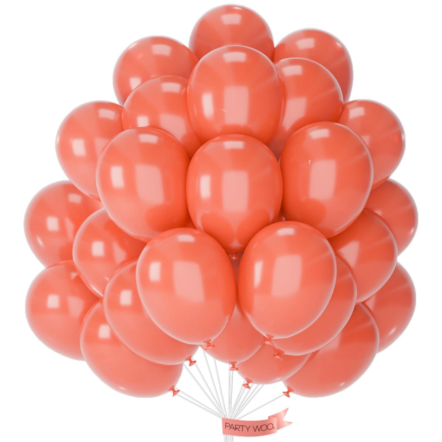 PartyWoo Coral Balloons 50pcs 12 Inch Coral Pink Light Red Latex Helium Balloons for Graduation Wedding Anniversary Baby Shower Gender Reveal Birthday Summer Themed Party Decorations Red-Y22