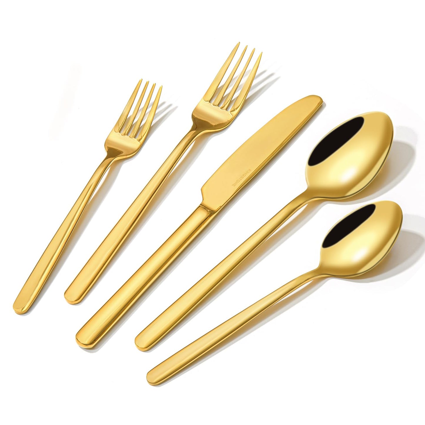 KINGSTONE Gold Silverware Set, 40 Piece Flatware Cutlery Set for 8, 18/10 Stainless Steel Silverware Mirror Polished Dishwasher Safe for Home, Restaurant, Wedding, Party(Gold, 40 pieces for 8)