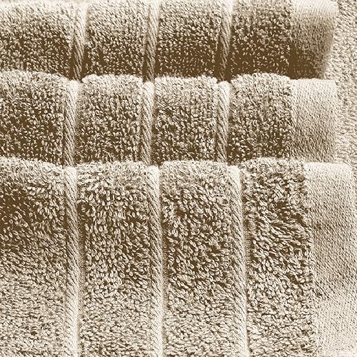 Extra Large Beige Bath Towels 4 Pack 30 x 60 Inches - Soft Cotton, Lightweight