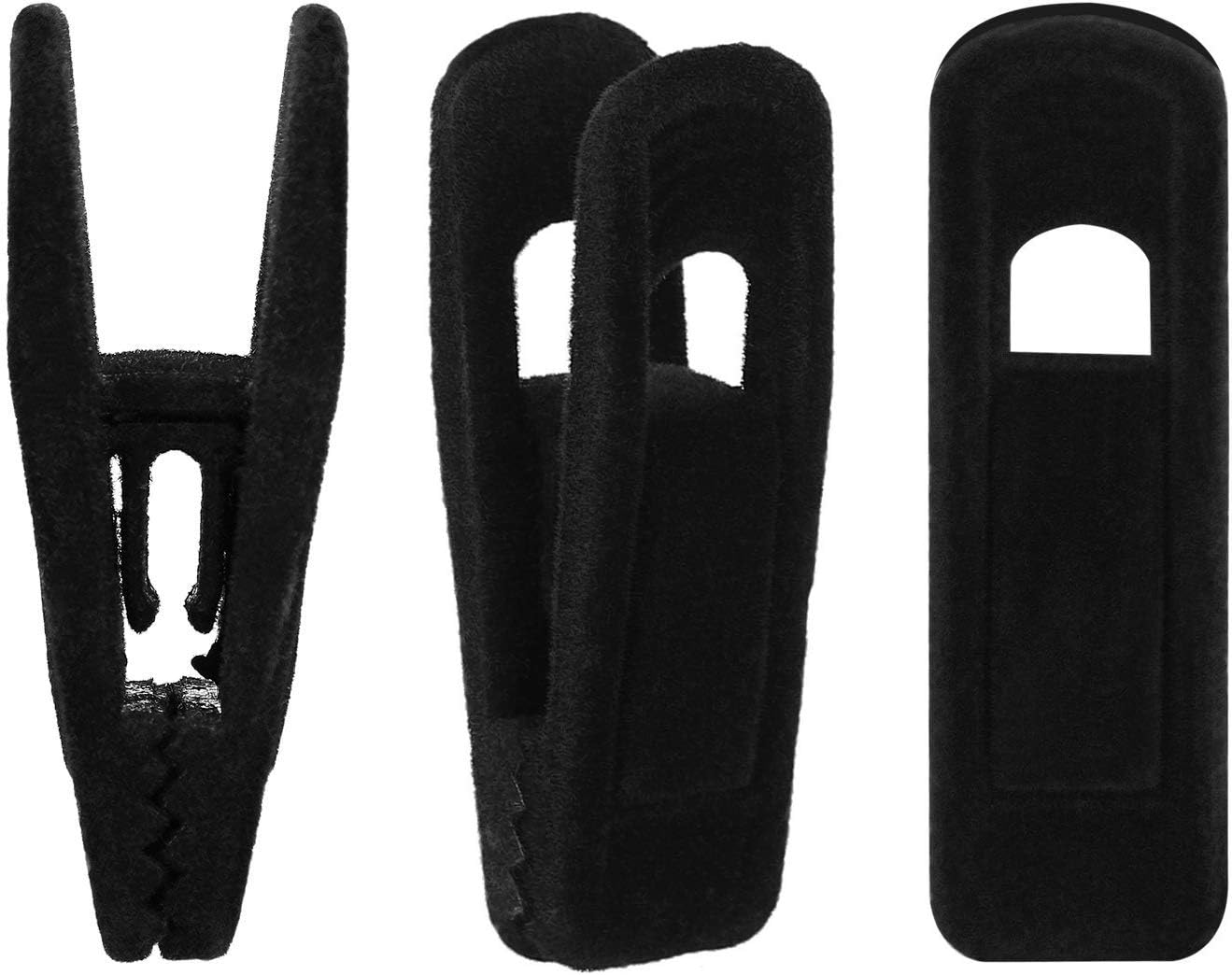 Tinfol Velvet Hanger Clips - 24 Pack Black Clothes Pin Clips with Large Opening for Slim-Line Hangers