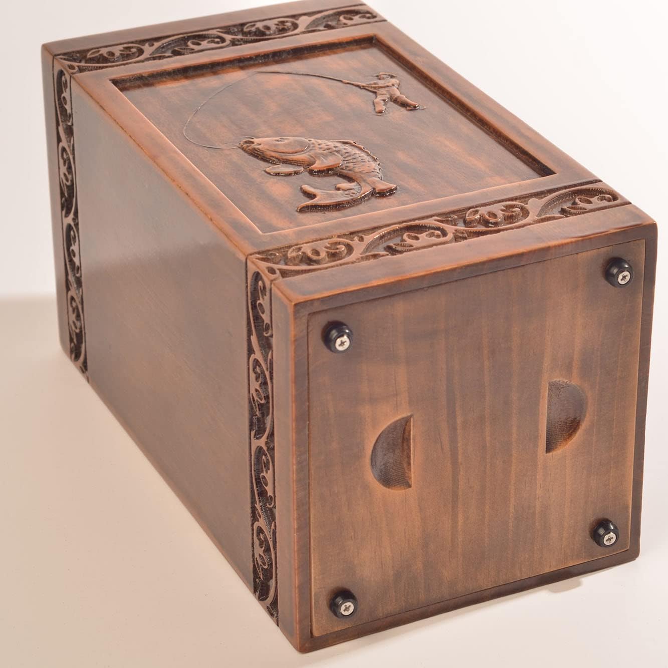 Handmade Wooden Engraved Urn for Human Ashes Adult Male Female Satin Bag Cremation urns Box (Butterfly(250lbs))
