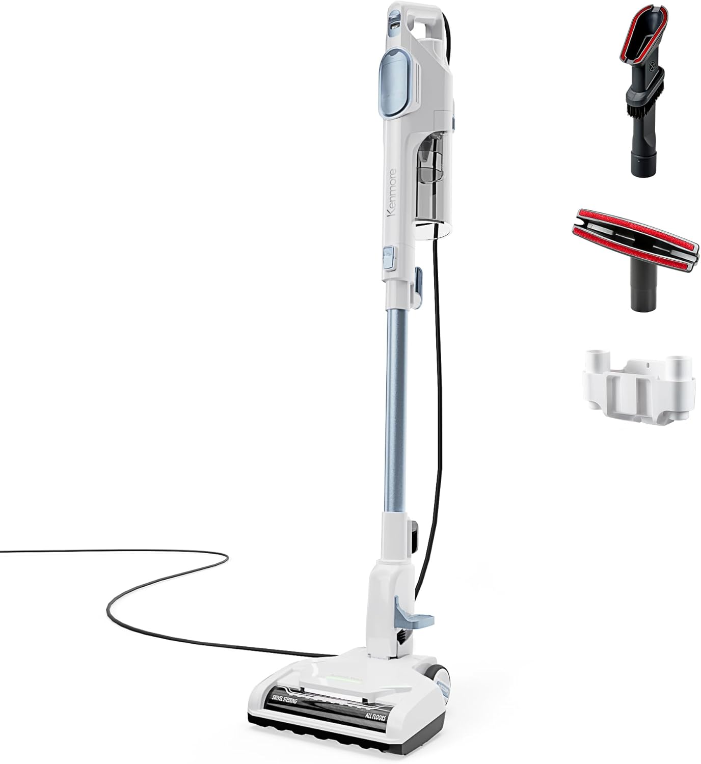 Kenmore CS2015 Corded Stick Vacuum - Powerful 2-Motor Suction, Detachable Hand Vac, LED Headlight & Hair Eliminator Nozzle for Carpets and Bare Floors
