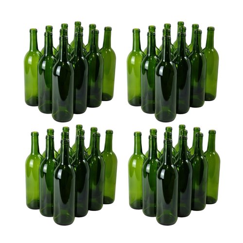 FastRack - 750ml Champagne Green Wine Bottles (Pack of 48) | W5 Bordeaux Empty Liquor Bottles for Drinks, 4 Cases of 12 - NO CORKS INCLUDED