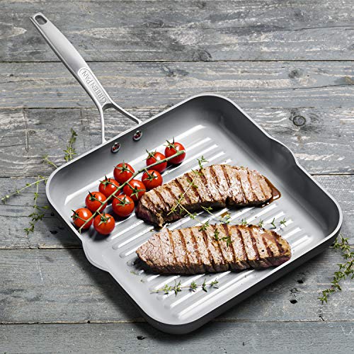 GreenPan Paris Pro 11-Inch Square Grill Pan - Ceramic Nonstick, Hard Anodized