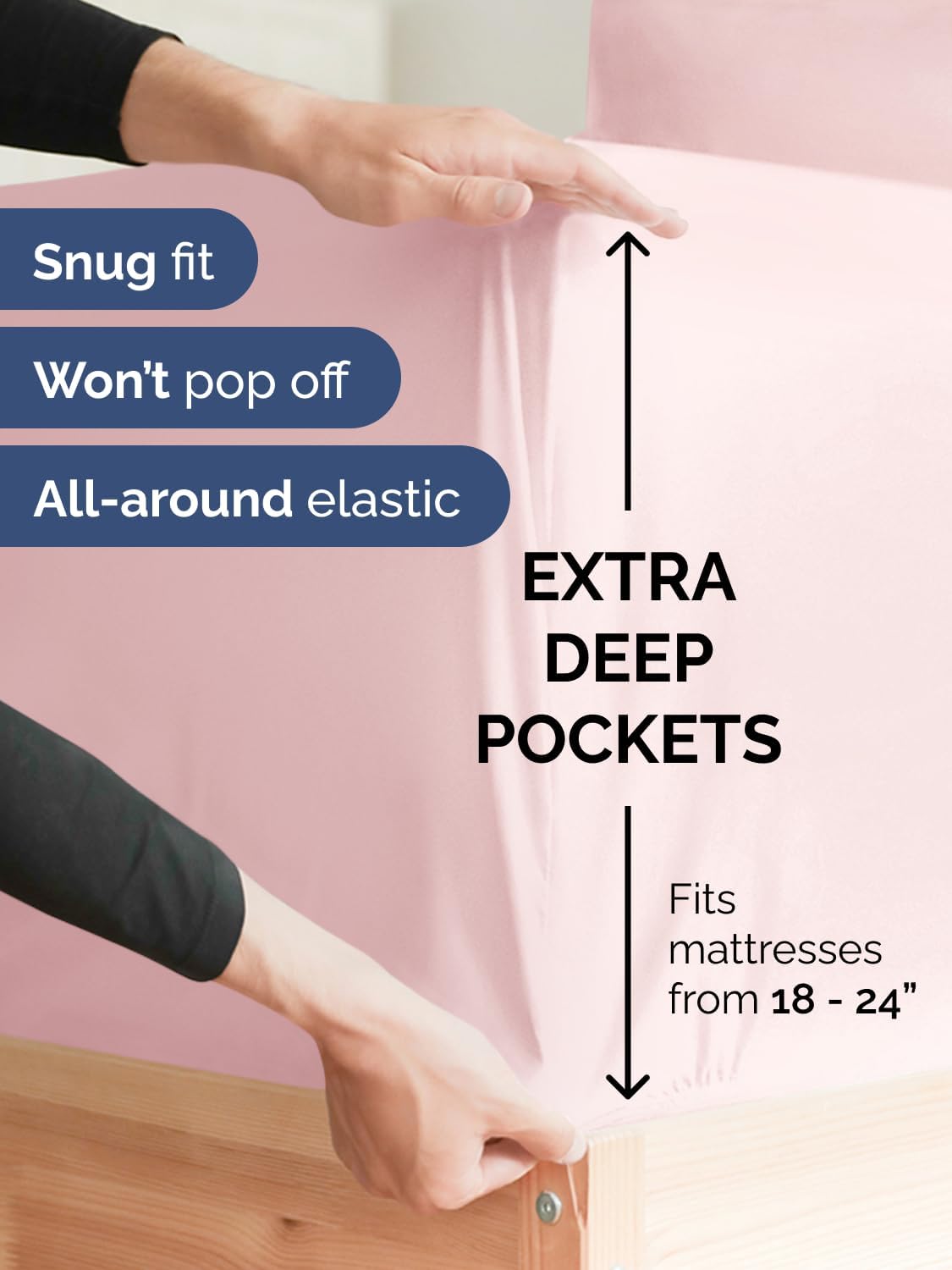 Skiennix Extra Deep Full Sheet Set - 6 Piece Breathable Cooling Bedding - Soft Wrinkle-Free Lavender Pink