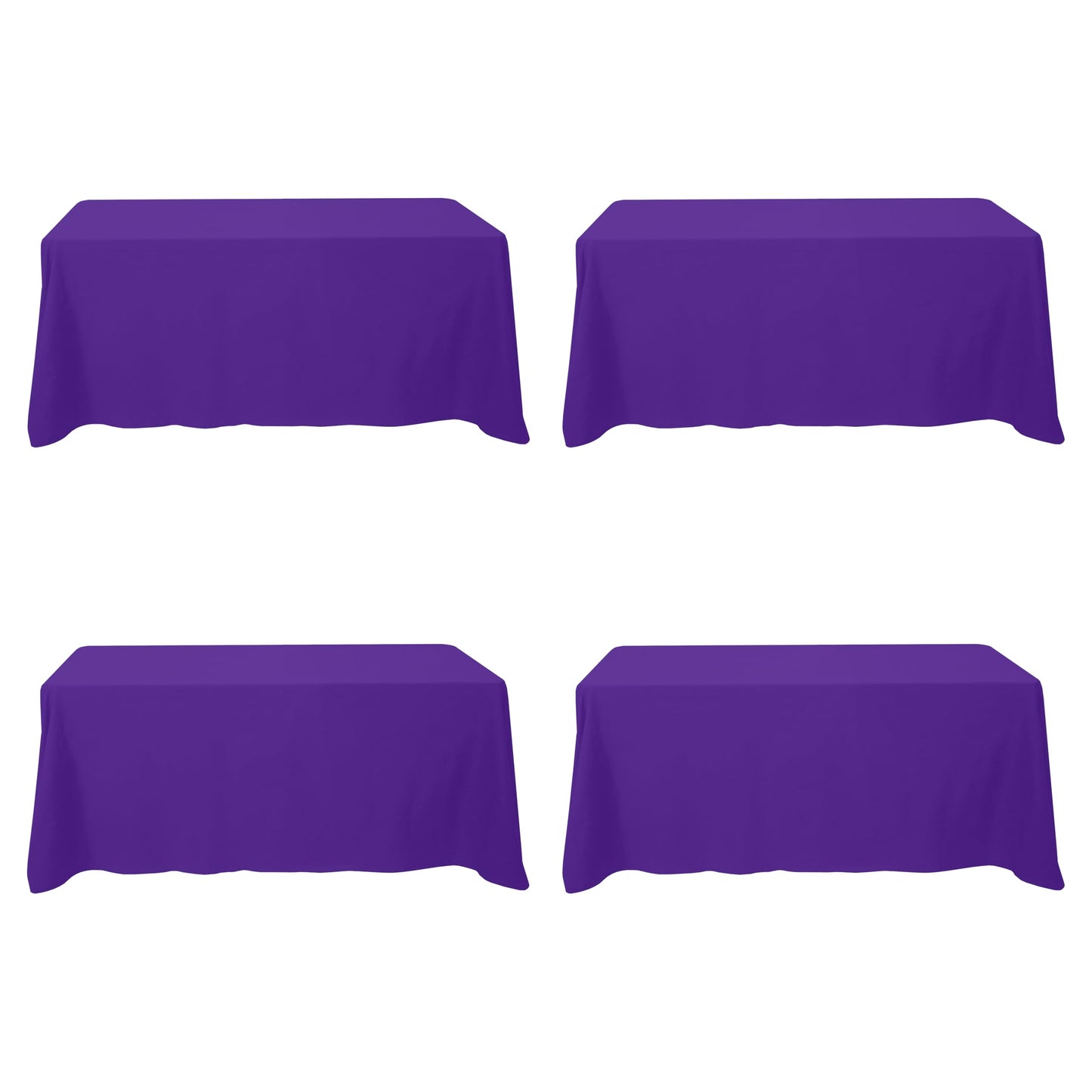 BRILLMAX 4 Pack Purple Tablecloths 90 x 132 Inch for 6ft Rectangle Tables - 150 GSM Polyester Fabric, Floor Length Drop, Water, Stain & Wrinkle Resistant Cloth Cover for Wedding Reception Banquet