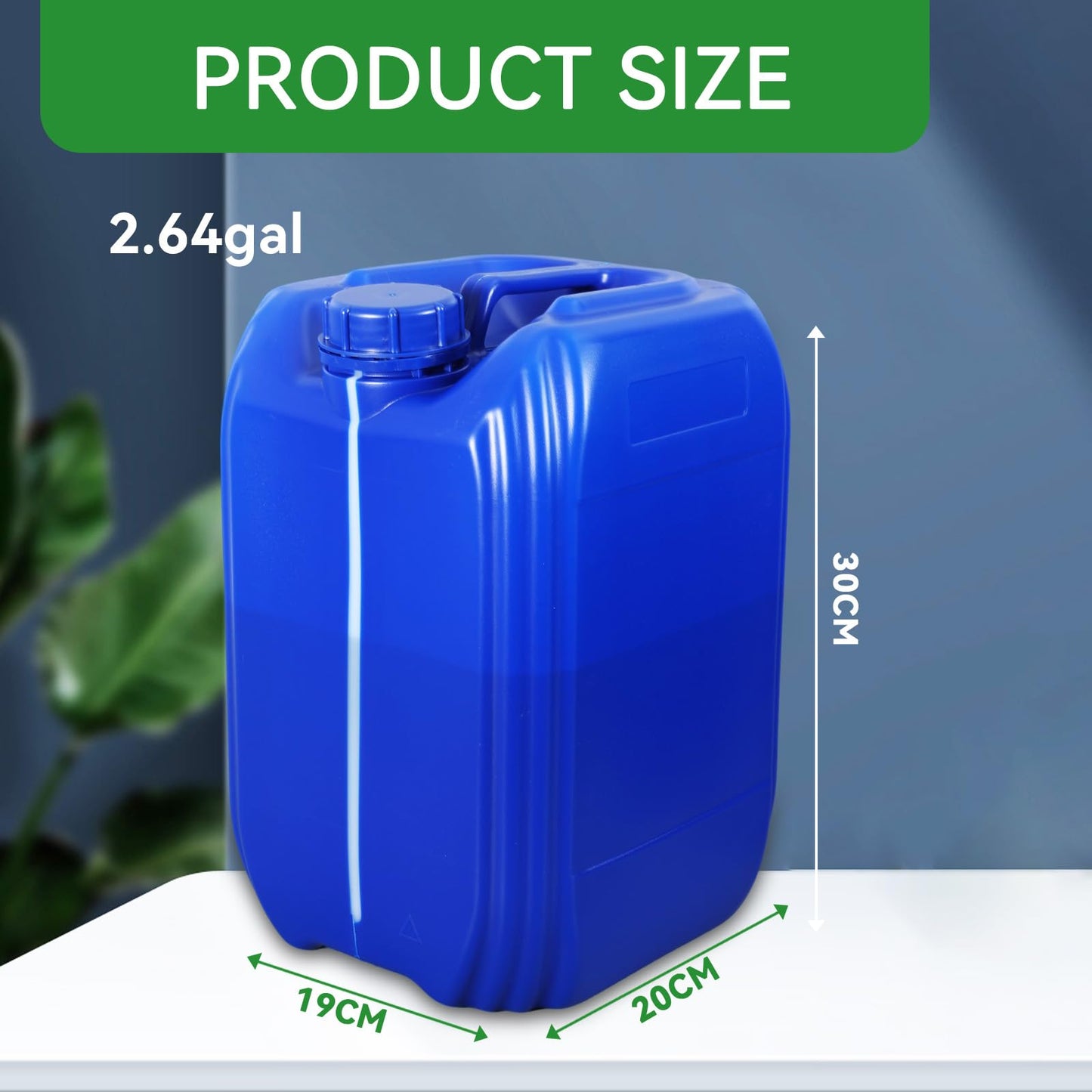 UMETASS Hdpe Carboy Plastic Jar 2 Pack 2.6 Gallon Water Storage Containers - Blue Plastic Jerry can with Sealed Inner Lids & Transparent Level Lines, Perfect for Home & Emergency Supplies