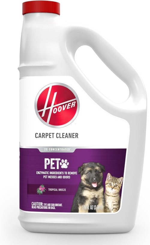 Hoover Pet Carpet Cleaner Solution - 128 oz. Deep Cleaning Shampoo | Tropical Breeze Scent, Eliminates Urine Stains