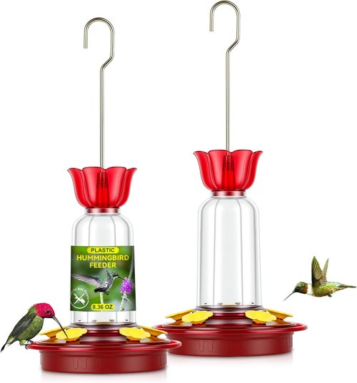 Hummingbird Feeder - 8.3oz Outdoor Hanging Design with 5 Bee Guard Ports & Ant Moat | Perfect Garden Gift Set (2 Pack)