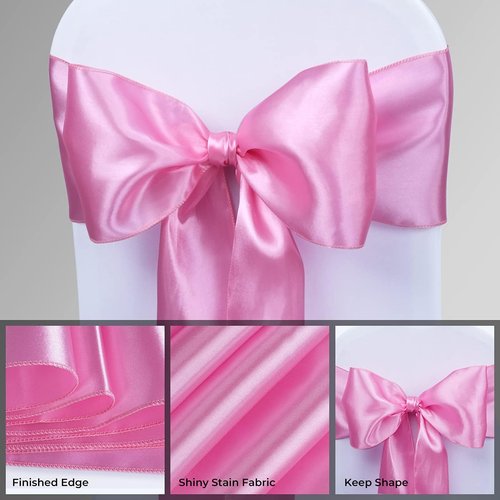 Babenest Satin Chair Sashes - Upgraded 30 Pcs Chair Ribbons & Bows for Weddings & Events | Pink