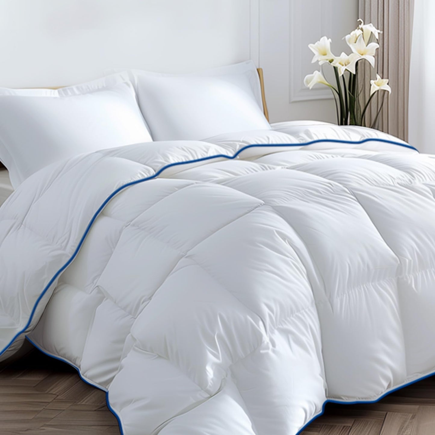 Ankwos White Down Alternative Comforter Soft, Fluffy, and Cozy All Season Bedding, Machine Washable, Hypoallergenic Duvet Insert Oeko-TEX Certified (King, 106 x 90 inches)