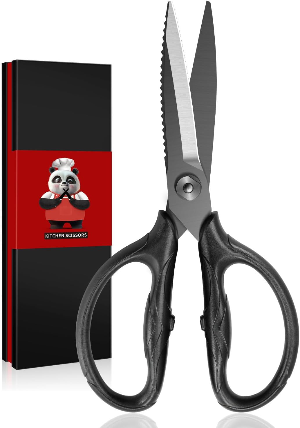 SHAN ZU Kitchen Scissors | 8.4" Heavy Duty Titanium Shears - Detachable, Dishwasher Safe, Black Finish