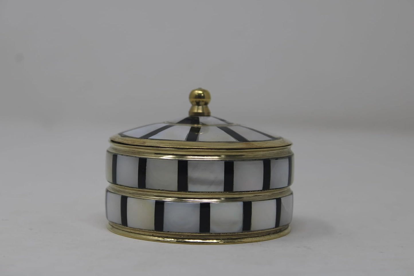 Decorative Jewelry Trinket Box Unique Gift For Home Décor Antique Metal Case with Mother of Pearl Sindoor Box/Coin Box (All Set Black)