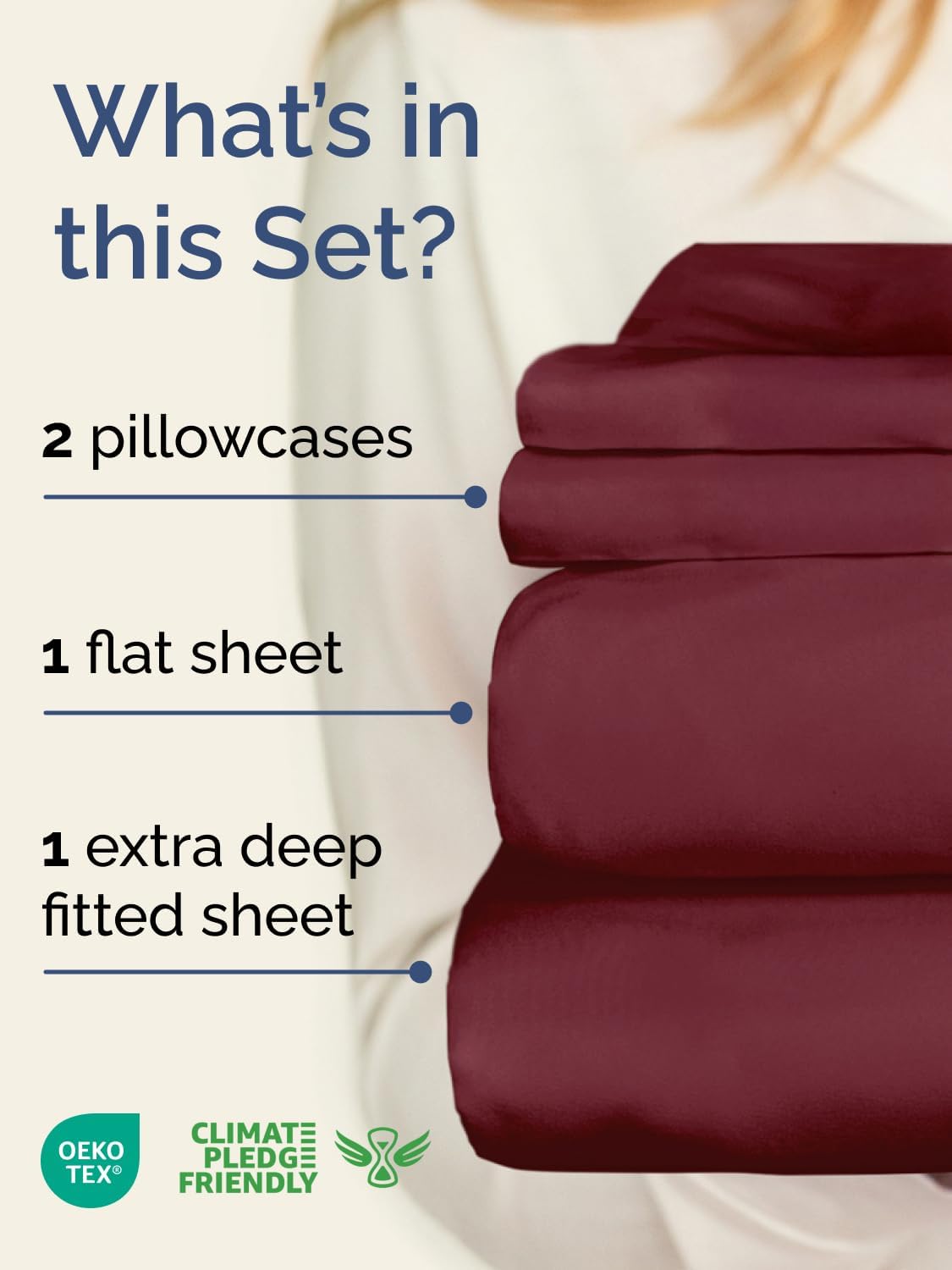 Skiennix Extra Deep Twin Sheet Set - 4-Piece Breathable Cooling Bedding - Soft, Wrinkle-Free Comfort - Burgundy