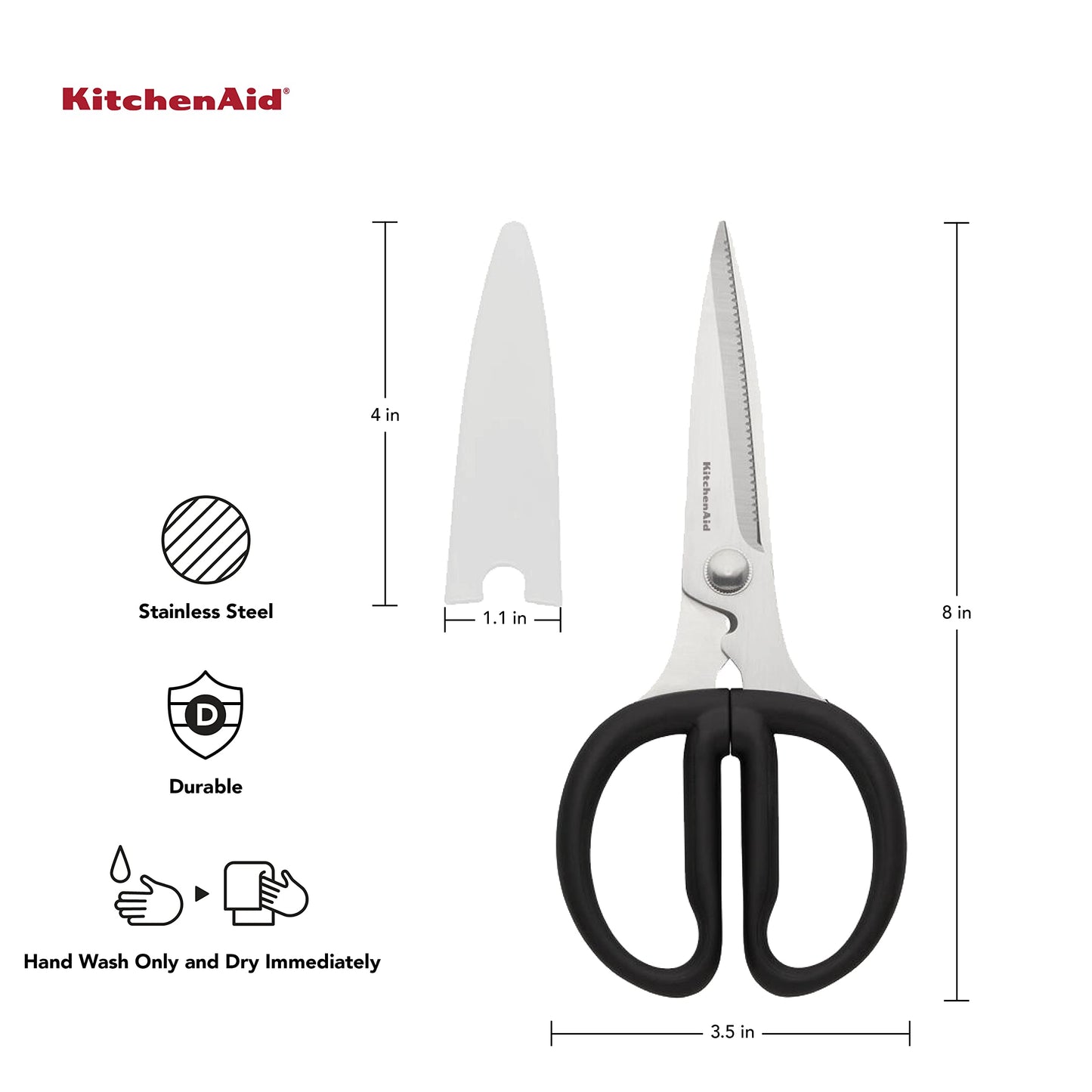 KitchenAid KQ351OHOBA Universal Stainless Steel Shears, Utility, Black