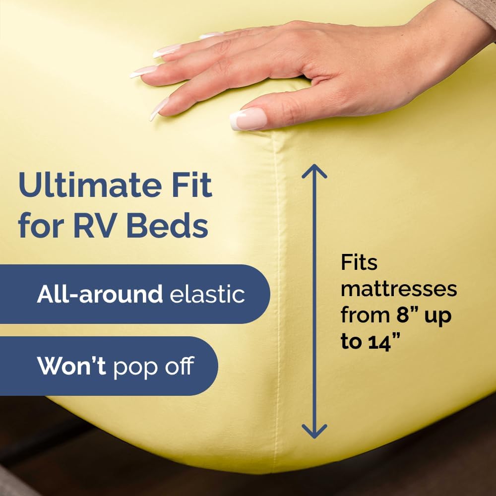 Skiennix Short Queen Size 4-Piece Sheet Set - Soft, Breathable & Cooling Bed Sheets with Deep Pockets - Luxury Hotel Quality in Yellow