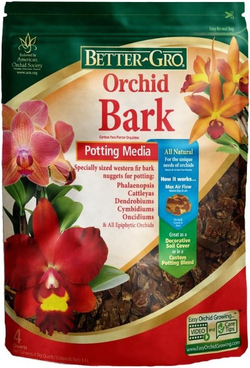 Better-Gro Orchid Bark - Premium Potting Medium for Phalaenopsis & Epiphytic Orchids - 4 Quarts