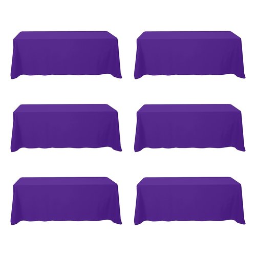 BRILLMAX 6 Pack Purple Tablecloths 90 x 156 Inch for 8ft Rectangle Tables - 150 GSM Polyester Fabric, Floor Length Drop, Water, Stain & Wrinkle Resistant Cloth Cover for Wedding Reception Banquet