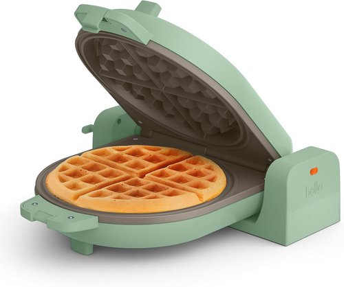 Bella Flip-N-Store Waffle Maker - EverGood™ Ceramic Nonstick Coating, 7” Wide Plates, Seaglass Color
