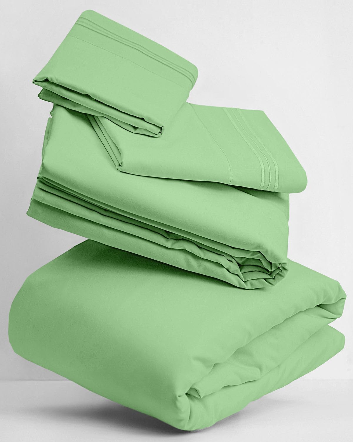 Mellanni Twin Sheets Set - 3 PC Hotel Luxury Bedding | Extra Soft, Cooling & Stain Resistant (Twin, Pistachio)