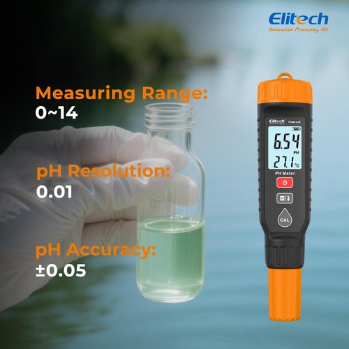 Elitech Professional pH Pen Meter - Digital Tester for pH & Temperature in Hydroponics, Growing Solutions with Full Calibration Kit for Plant Health, PHM-230