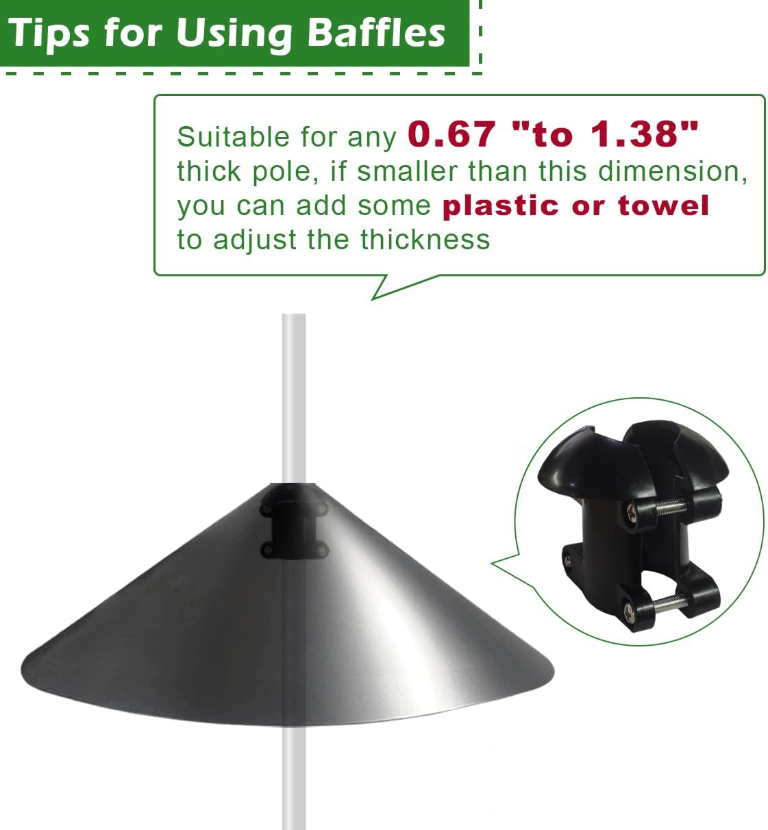 Skiennix 19-Inch Squirrel Proof Baffle - Protect Bird Feeders & Houses | Black, 1 Pack