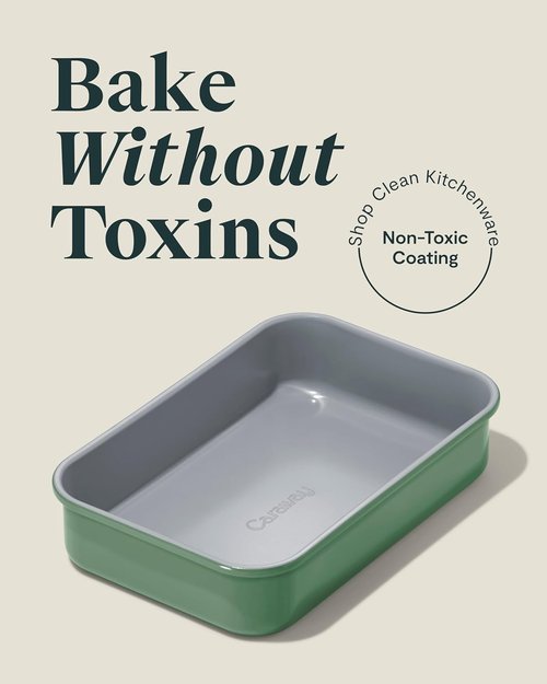 Caraway Nonstick Baking Pan - Non-Toxic, PTFE & PFOA Free Aluminized Steel - 9” x 6.5” Sage Casserole Dish