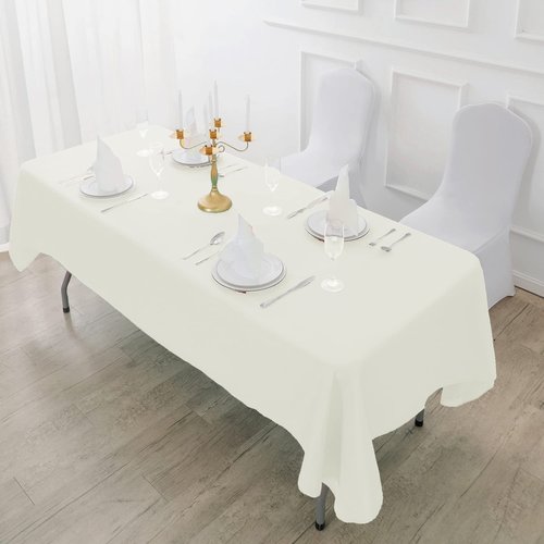 Fokitut 6 Pack Rectangle Tablecloth, 60x120 Inch, Stain Resistant and Wrinkle Polyester Table Cloth, Fabric Table Cover for Kitchen Dining, Wedding, Party, Holiday Dinner-Ivory