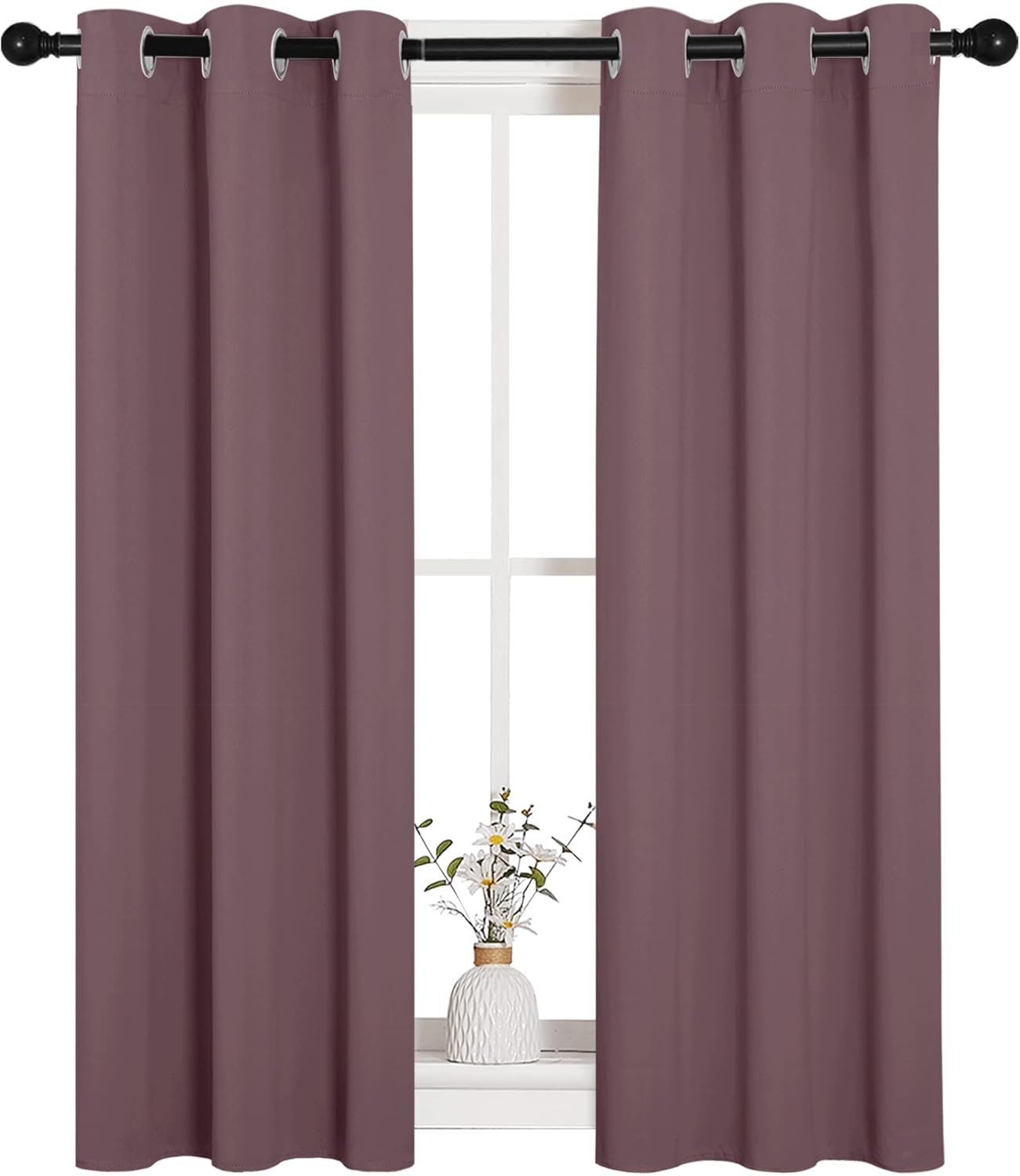 NICETOWN Blackout Curtain Panels - Thermal Insulated Draperies, 1 Pair, 29"x45", Dry Rose