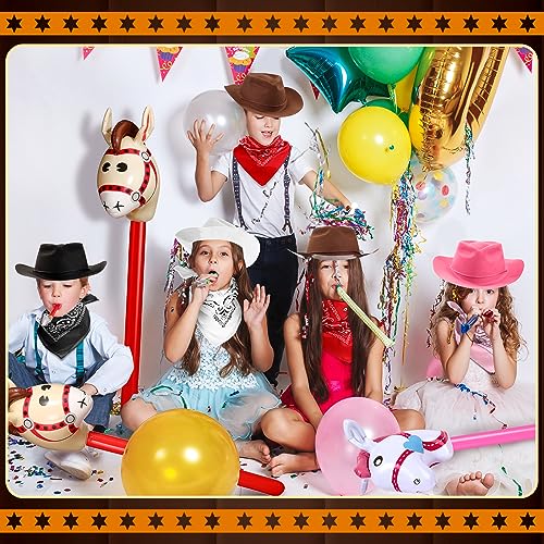 Kids Cowboy Hats Party Bandanas - Multicolor Felt & Plastic Cowboy Accessories for Kids & Kids' Parties