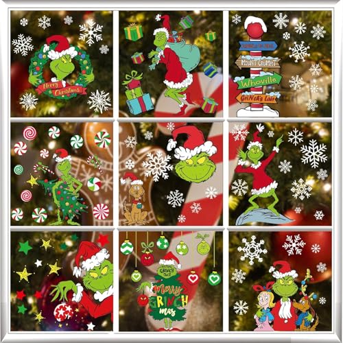 Boroner Christmas Window Clings 100 pcs Double-Sided Static Decals - Winter Wonderland