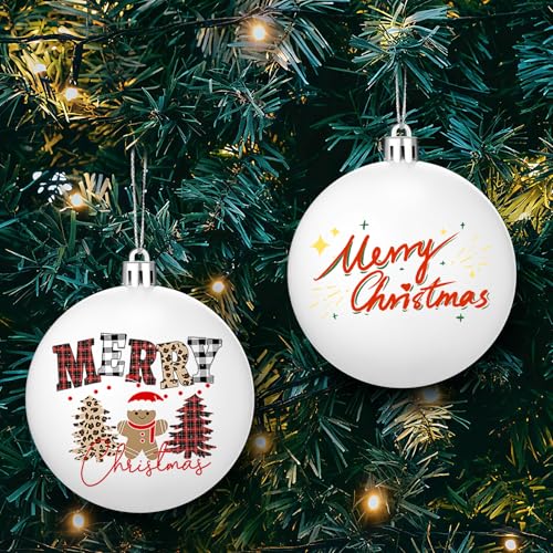 Wettarn 3.15 Inch White Christmas Ball Ornaments 100 Pcs with Lid & Silver Rope