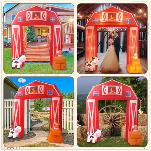 Farm Animals Inflatable Archway with LED Lights - 10ft Outdoor Party Decor - Farmhouse Theme, Waterproof & Easy Setup