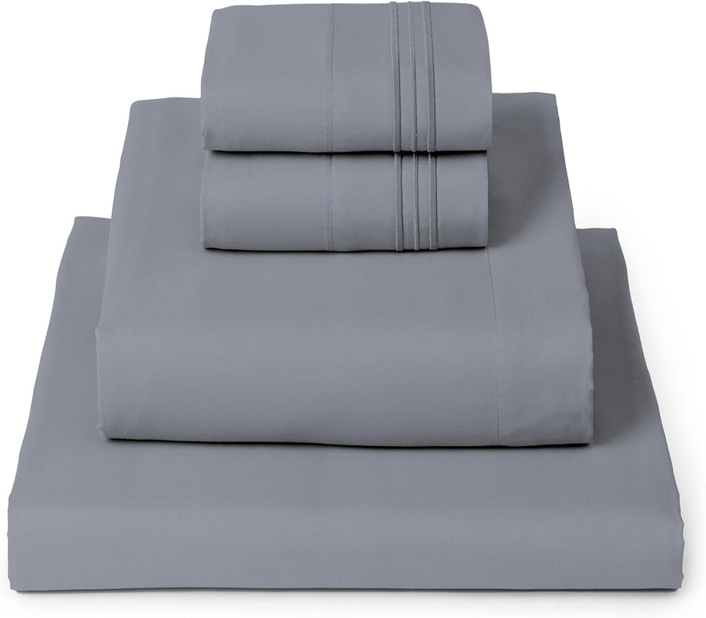 Mellanni California King Sheets Set - 4 PC Luxury Bedding Collection - Extra Soft, Cooling, Stain Resistant | Mineral Gray