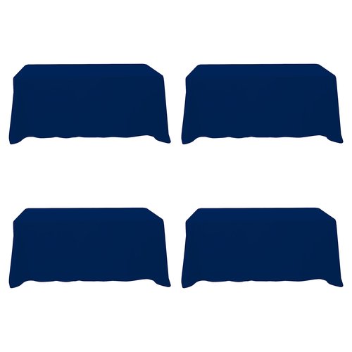 BRILLMAX 4 Pack Navy Blue Tablecloths 90 x 132 Inch for 6ft Rectangle Tables - 150 GSM Polyester Fabric, Floor Length Drop, Water, Stain & Wrinkle Resistant Cloth Cover for Wedding Reception Banquet