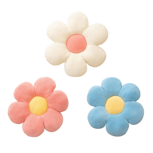 CANGHI Flower Pillow Set 3 Pcs Flower Shaped Throw Pillow 15.7'' Cute Daisy Flower Pillow Flower Seating Cushions for Adults Kids Home Bedroom Sofa Chair Couch Decor (White/Pink/Blue, 15.74 in)
