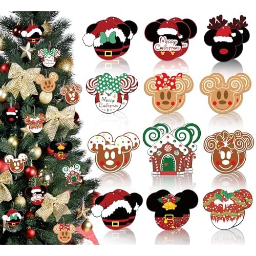 Christmas Party Decorations Tree Wooden Hanging 24pcs Cute Themed Christmas Tree Decorations Merry Christmas Ornaments Hanging Sign Photo Prop for Holiday Xmas Decorations