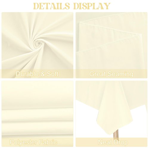 JALANCY 4 Pack Rectangle Tablecloth for 6 Foot Tables Washable Polyester Table Cover for Wedding Dining Table Parties Banquet（60x102 Beige）
