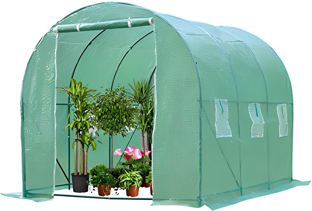 Skiennix Greenhouse Kit - Walk-In Design with Observation Windows for Outdoor Plant Growth | 10' x 7' x 7'