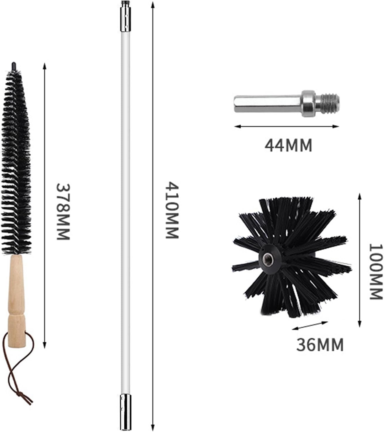 ZDHQLHJ Chimney Brush Cleaning Kit - 15 Pieces with 12 Flexible Nylon Rods for Efficient Fireplace & Duct Cleaning