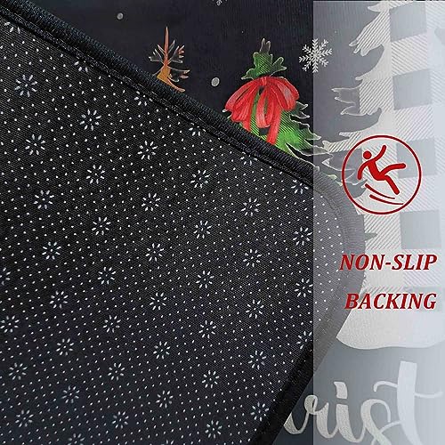 Noulmea Christmas Gnomes Kitchen Rugs Set of 2 - Black, 17x47 & 17x30 Winter Holiday Decor