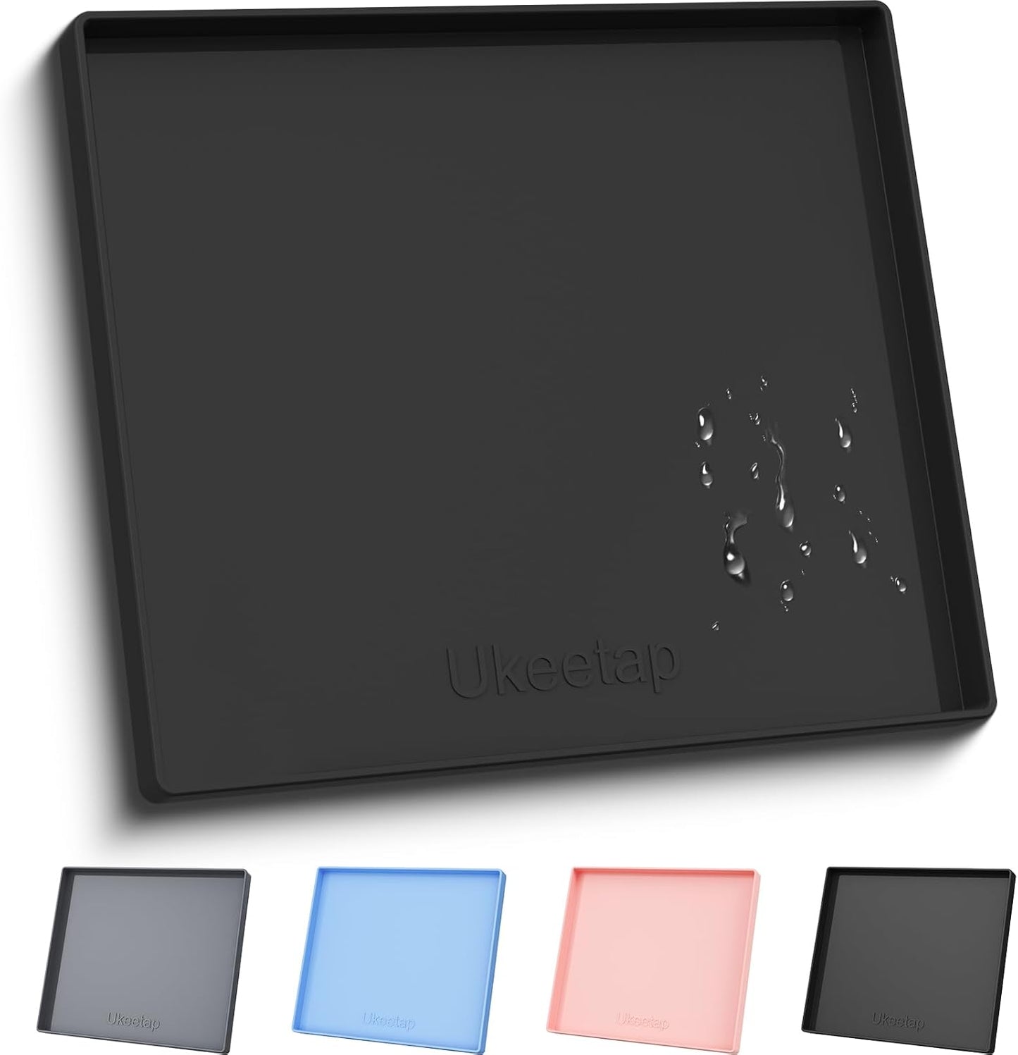 Ukeetap Extra Thick Silicone Mat - Waterproof Under Sink Mat for Kitchen & Bathroom | 22" x 19", Black
