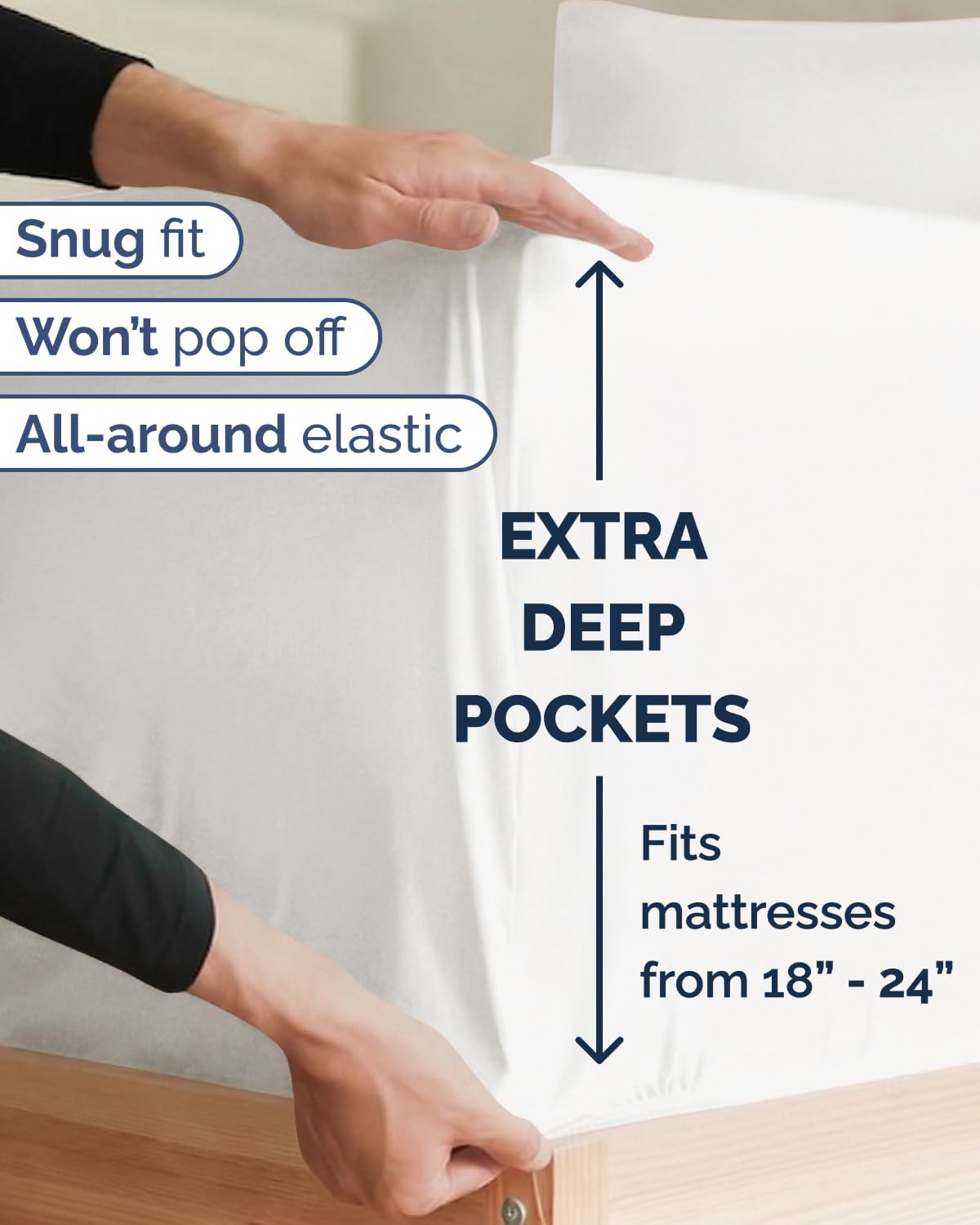 Skiennix Extra Deep Twin XL Sheet Set | 4-Piece Breathable Cooling Bedding - Soft, Wrinkle-Free Antique White