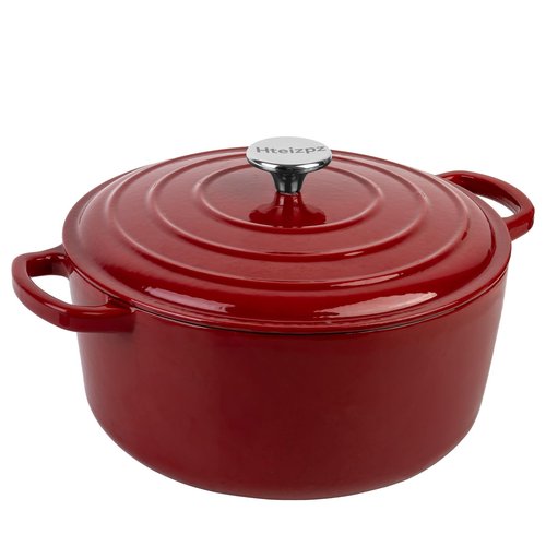 Enameled Cast Iron Dutch Oven Pot with Lid, 5.7 Quart Dutch Oven for Bread Baking, Oven Safe up to 500° F, Suitable for Bread Baking, Braising, Roasting, Stews, Red