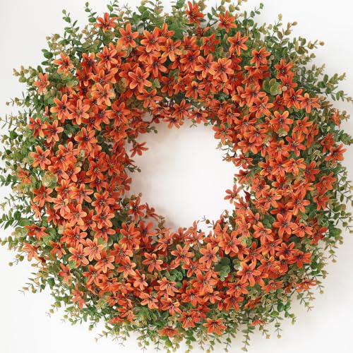 32" Large Artificial Eucalyptus Silk Flower Wreath for Outdoor(Fall